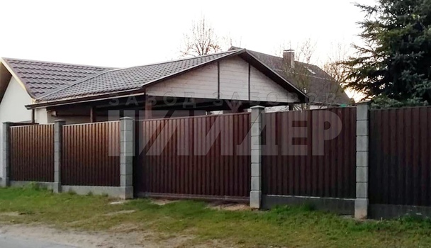 Забор с наборными колоннами для частного дома ПН-171 - фото 2