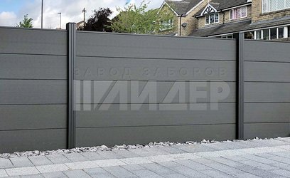 Темно-серый забор из широкой террасной доски ДК-109 - фото 1